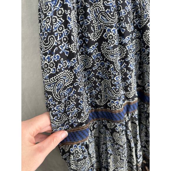 Sea New York Dress Womens XS Navy Blue Mini Tiered Paisley Floral Ruffle Ivette - Picture 5 of 9